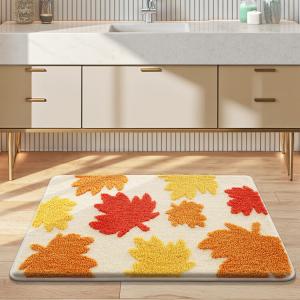 Dajiang Ковер 80х50 см из флока для ванной комнаты, впитывающий, нескользящий, с узором листьев