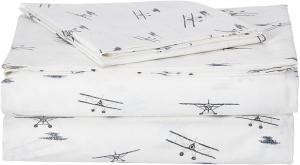 Комплект постельного белья Eddie Bauer для односпальной кровати: простыни из хлопкового перкаля с соответствующей наволочкой, цвет Crisp & Cool, товары для общежития (синий цвет «Морские самолеты»), Sea Planes Blue