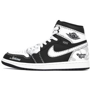 Воздух 1 Износостойкие Противоскользящие Амортизирующие Высокие Винтажные Баскетбольные Кроссовки Мужские Черно-Белые Jordan