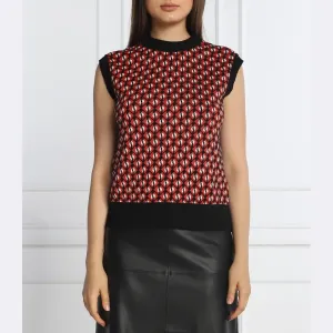 Жилет стандартного кроя в клетку с добавлением шерсти Marella, красный