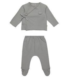 Комплект из хлопкового кардигана и брюк для младенца Il Gufo, Cloud Grey