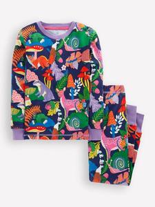 Детский хлопковый пижамный комплект с эффектом свечения Mini Boden, Rainbow Forest