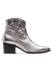 Кожаные ботильоны Elder Rae серебристого цвета Clarks