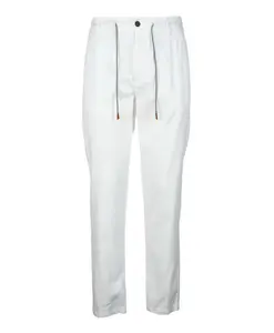Эластичные брюки из смеси льна и хлопка Eleventy, белый
