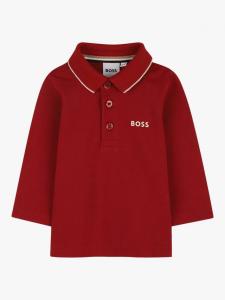 Детская хлопковая поло с длинными рукавами BOSS Baby HUGO BOSS, Dark Red