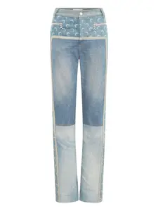 Джинсы с застежкой-молнией и принтом луны Marine Serre, синий