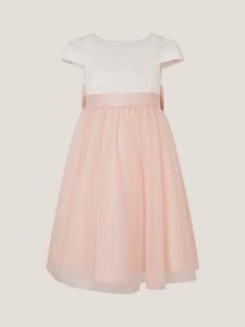 Детское платье для подружки невесты из сатина и тюля с короткими рукавами Monsoon, Pink