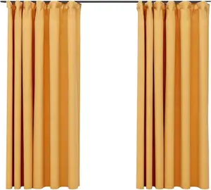 Плотные шторы с крючками, под лен, 2 шт., желтые, 140 x 175 см vidaXL