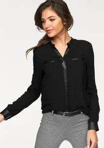 Блуза-рубашка AJC с деталями из искусственной кожи, черный