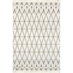 Современный марокканский ковер с кисточками Chia nuLOOM, 160x231 см, бежевый