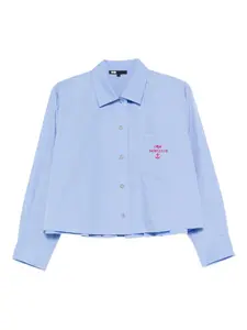 Рубашка с вышитым логотипом Maje, синий