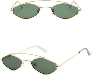 Женские ретро-солнцезащитные очки овальной формы с круглыми линзами, маленькими металлическими оправами, винтажные, с маленькими зеркальными линзами, розовые линзы generic, 9