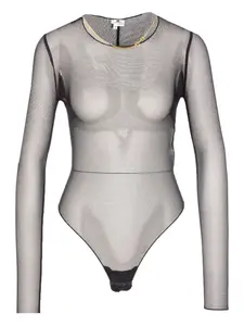 Сетчатое боди с длинными рукавами Elisabetta Franchi, черный