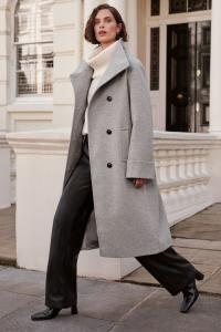 Пальто с воротником стойкой на пуговицах Love & Roses, серый