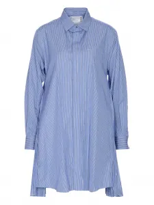 Полосатое мини-платье-рубашка SACAI, синий
