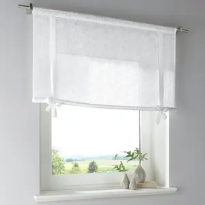 Кулисная штора Lille с продеванием через карниз, свободно свисающая, из хлопкового вуали с бантом Kutti, белый