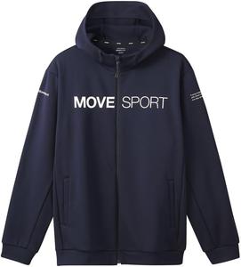 Толстовка Descente MOVESPORT MVSP, на молнии, ветрозащитная, термобелье, с карманами, темно-синий