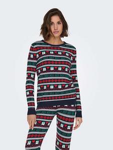 Пуловер ONLY Pullover, цвет Dunkelblau/Rot/Grün