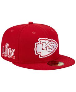 Мужская кепка Scarlet Kansas City Chiefs Super Bowl LIV с основной нашивкой 59FIFTY. New Era