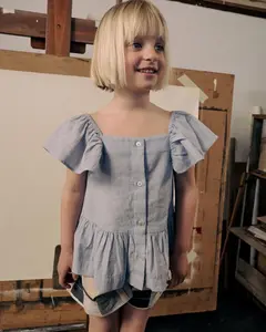 Детская блузка с коротким рукавом в светло-голубом цвете Zippy, светло-голубой