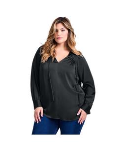 Женская атласная блузка Marlene с завязками спереди AVENUE, Black