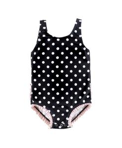 Детский купальник, подсолнух Hudson Baby, Black dot pink
