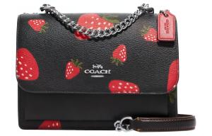 COACH Кожаный дорожный саквояж через плечо миниатюрный женский черный