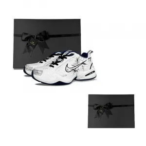 Nike Мужские и женские противоскользящие и износостойкие низкие массивные кроссовки Air Monarch 4 черно-белые