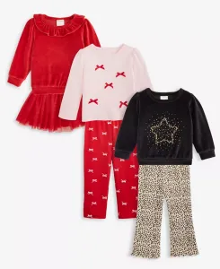 Комплект для девочек Mix and Match: велюровые топы, футболка с бантами, юбка-пачка из тюля и принтованные брюки First Impressions, загар/бежевый