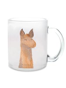 Стеклянная кружка с головой ламы, раздраженная, ничего не говорящая, прозрачная Mr. & Mrs. Panda