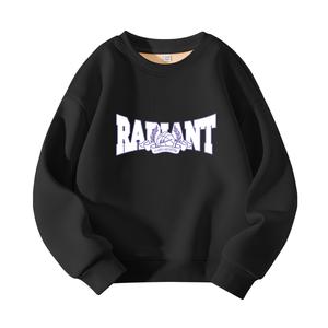 Детский свитшот с круглым вырезом утолщенный WARRIOR, черный/белый фиолетовый