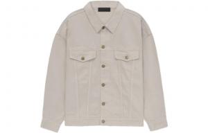 Джимовая рубашка-куртка с аппликацией логотипа Fear Of God Essentials, цвет Smoke Cloud Gray/Silver Cloud