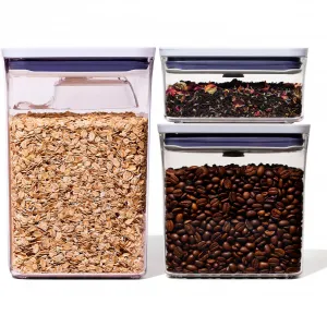 Баночка для хранения OXO Good Grips, (набор, 4 шт.), с порционной ложкой, 0,6, 1,6, 2,6 литра, цвет transparent