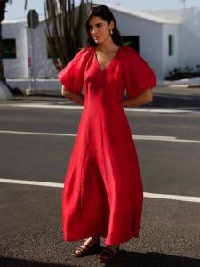 Платье из тафты с добавлением льна Whistles, Red