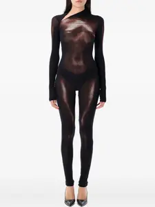 Сетчатый комбинезон с принтом Jean Paul Gaultier, черный