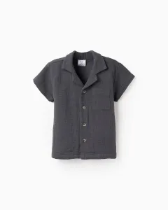 Рубашка для мальчика из бамбулы 100% хлопок Zippy, темно-серый
