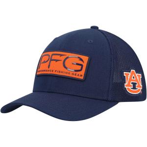 Мужская шляпа Columbia Navy Auburn Tigers PFG Hooks Flex Hat