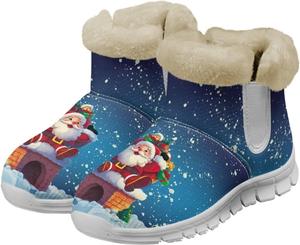 Зимние женские ботильоны Howilath Christmas Fuzzy с плюшевой подкладкой, Christmas Santa