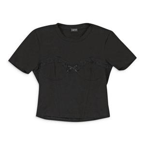 ЧЕРНАЯ ФУТБОЛКА-БЮСТЬЕ CALLIPYGIAN С КРУЖЕВНОЙ ОТДЕЛКОЙ