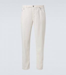 Хлопковые прямые брюки из вельвета Brunello Cucinelli, Off White