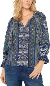 Блуза Liverpool Los Angeles Petite 3/4 Sleeve Button Front Woven Blouse, цвет Blue Shibori Multi