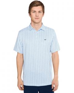 Мужская поло Vineyard Vines Printed Sankaty, Wahoo Micro - White