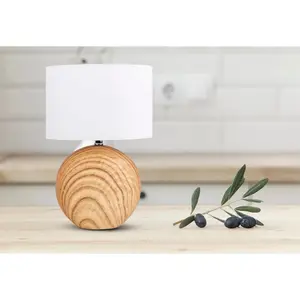 Настольная лампа näve Woody E14 1 шт. Керамическая настольная лампа, E14, макс. 40 Вт, высота: 31,5 см, с переключателем-качелью Näve, натуральный/белый