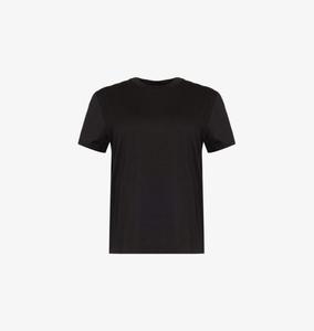 Футболка из хлопкового трикотажа с круглым вырезом и отделкой в рубчик Vince, черный