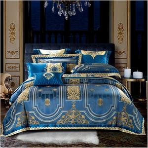 Generic Комплект постельного белья из жаккардового египетского хлопка с золотым рельефом Fitted Bed Sheet