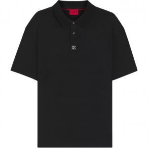 Хлопковая поло Hugo Interlock HUGO BOSS, черный