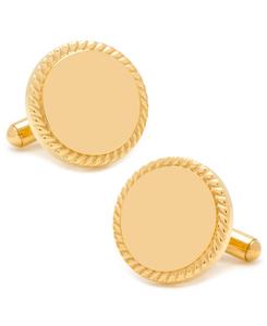Запонки с гравировкой и веревочной окантовкой от Ox and Bull Trading Co Cufflinks Inc, Gold-Tone