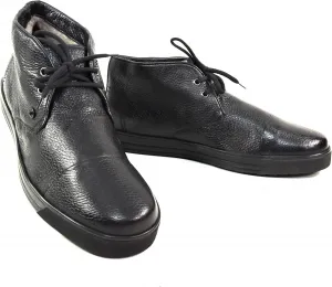 Мужские зимние ботинки-чукка Baldinini из черной оленей кожи с меховой подкладкой, черный