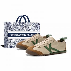 Kappa Женские противоскользящие износостойкие низкие кеды для скейтбординга бело-хаки, цвет Khaki[Rose Shopping Bag]