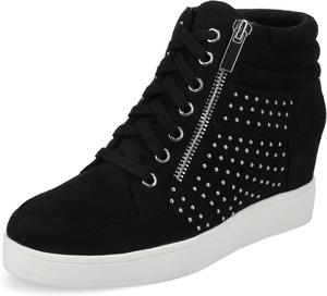 Женские кроссовки Journee Collection Clarity на клиновидной подошве с кружевами и застежкой-молнией, черный